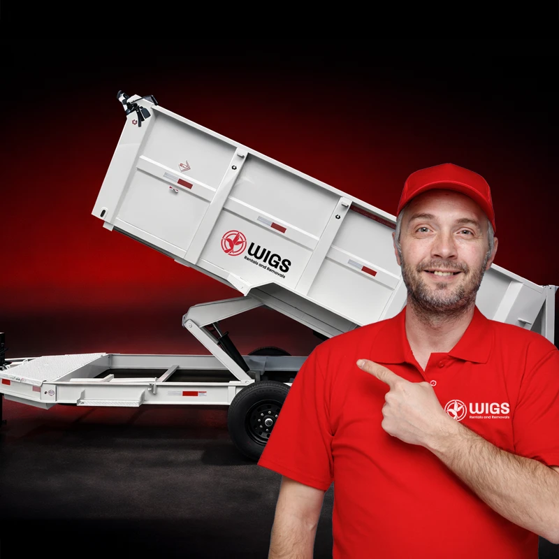 WIGS Rentals & Removals LLC team member with dump trailer